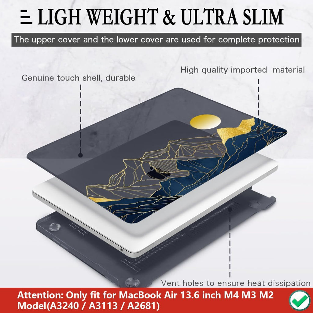CISSOOK Compatible with MacBook Air 13.6 Inch Case A3240 A3113 A2681, Laptop Hard Shell Mountain Sunshine Cover with Keyboard Cover for MacBook Air 13 M2 M3 M4 Release 2022 2024 2025