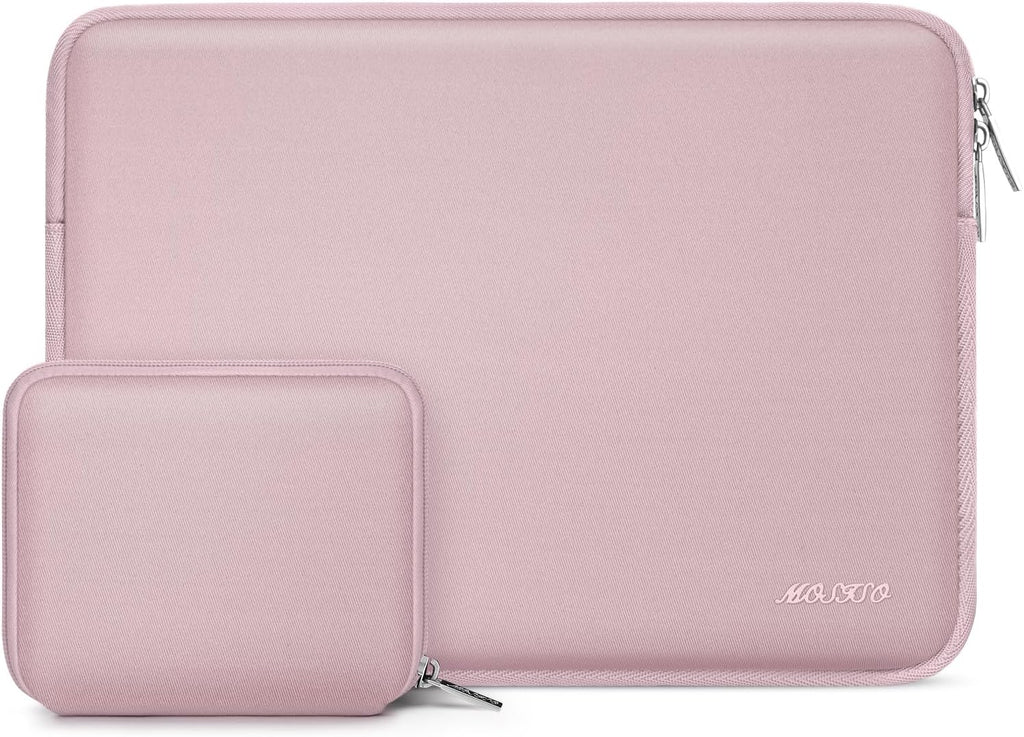 MOSISO Laptop Case 13.3 inch, 13-13.3 inch Laptop Sleeve Bag Compatible with MacBook Air/Pro 13/Pro 14 M5 M4 M3 M2 M1, HP Dell ASUS Lenovo, Neoprene Computer Sleeve Bag with Small Case, Baby Pink
