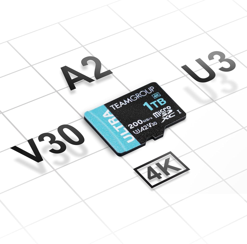 TEAMGROUP A2 Ultra Card 128GB Micro SDXC UHS-I U3 A2 V30, R/W up to 200/80 MB/s with Adapter TULMSDX128GIA2V3022503