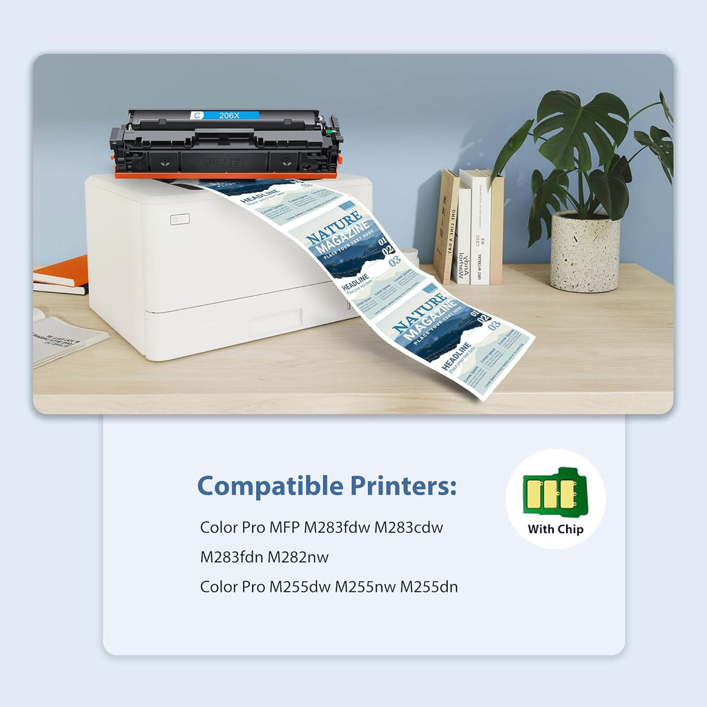 206X Toner Cartridges High Yield 4 Pack Compatible for HP 206X 206A Set for HP Color Laserjet Pro M255dw M255nw MFP M283fdw M283cdw M282nw M283fdn Printer(Black/Cyan/Yellow/Magenta)