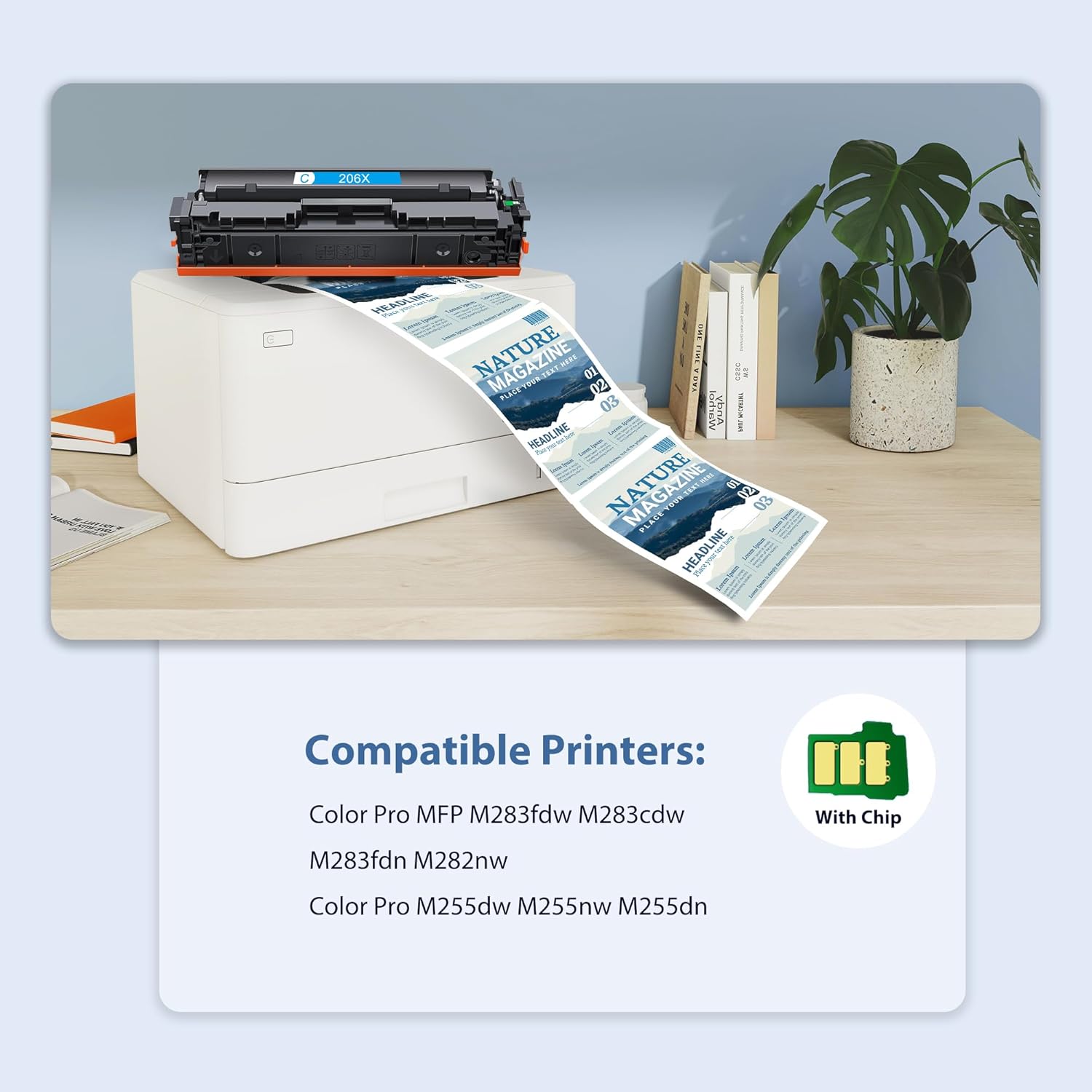 206X Toner Cartridges High Yield 4 Pack Compatible for HP 206X 206A Set for HP Color Laserjet Pro M255dw M255nw MFP M283fdw M283cdw M282nw M283fdn Printer(Black/Cyan/Yellow/Magenta)