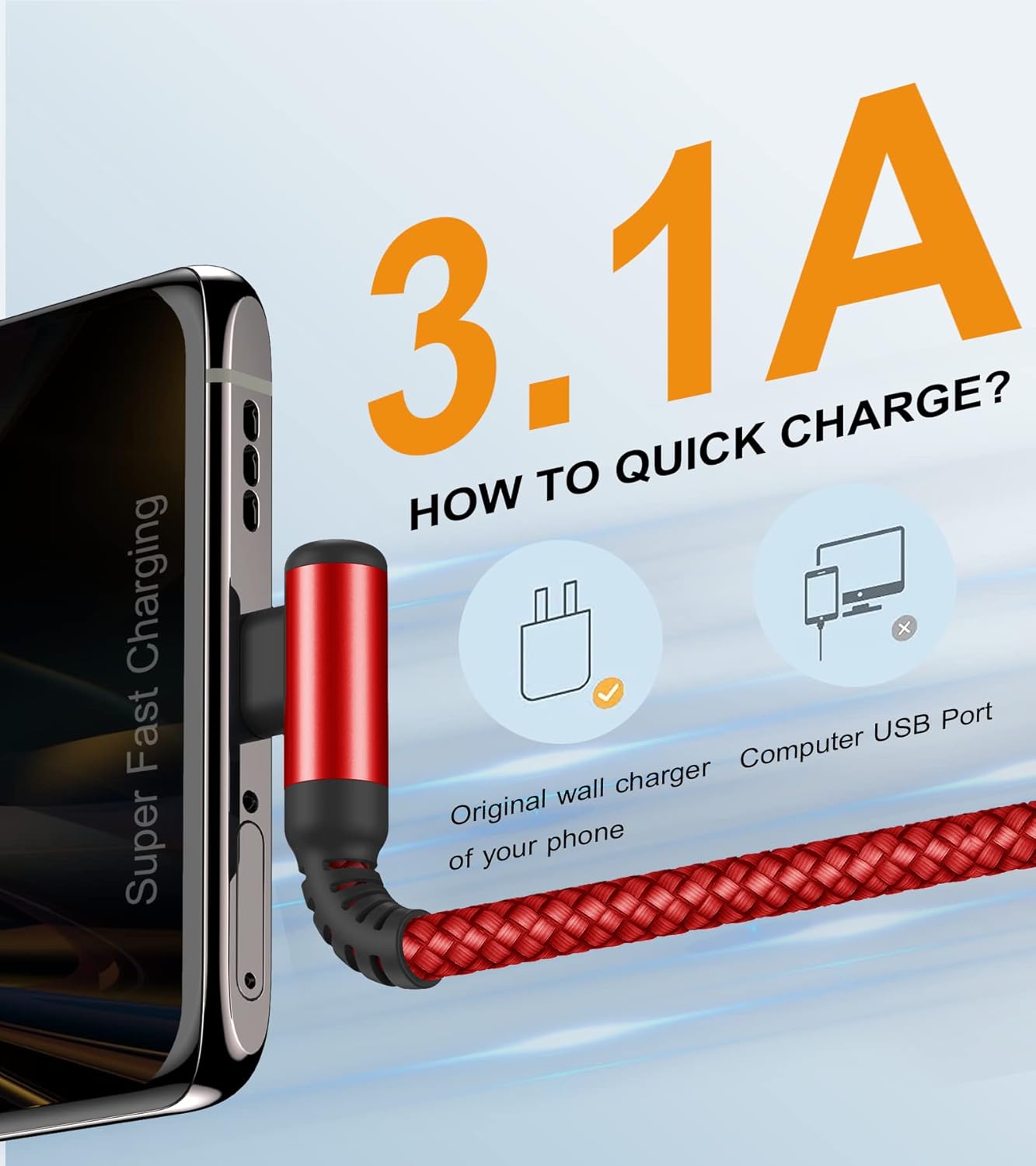 sweguard USB Type C Charger Cable Right Angle [2-Pack,3.3FT] iPhone 16 Charger Nylon Braided Cord for iPhone 15 16 Pro Max Samsung Galaxy S25 S24 S23 S22 S21 S20 S10 S9 Note A15 A55 Flip Pixel LG Moto