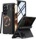 JUESHITUO for Samsung Galaxy Z Fold 7 Case with Privacy Screen Protector, Built-in S Pen Slot(No Pen) & MagSafe, Military Shockproof Cover for Z Fold 7, Hidden Kickstand, Hinge Protection, Black