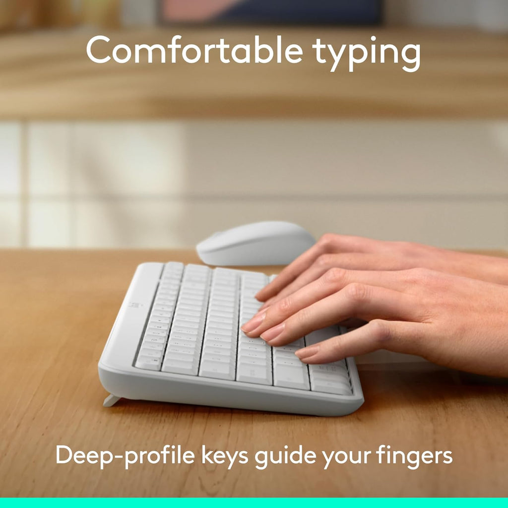 Logitech MK250 Bluetooth Wireless Mouse and Keyboard Combo: Fast & Easy Connectivity, Compact Wireless Keyboard, Ambidextrous Mouse, Durable Build - Windows/MacOS - White