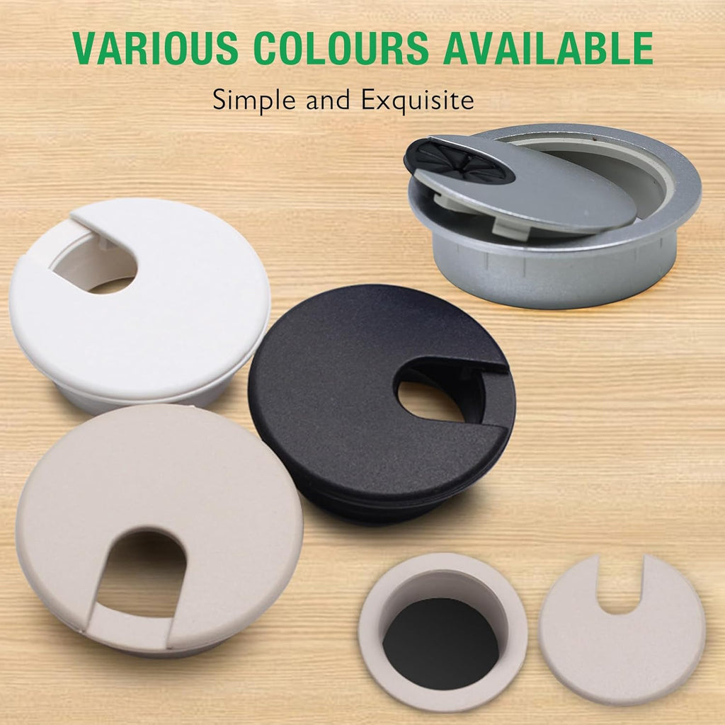 2 Pcs Desk Grommet 2" / 50 mm, Desk Cord Hole Cover, Cable Grommet ABS Plastic, Desk Hole Grommet for Home & Office Pc, Detachable Cable Cord Organizer-Black
