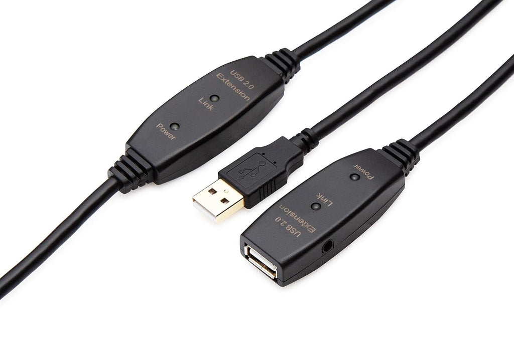 50 Feet Active USB Extension Cable 2.0 Male to Female with 2 Extension chipsets Signal Booster - Active Extension/Repeater Cord 15 Meters / 50 Feet