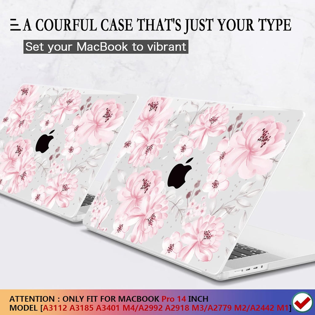CISSOOK Compatible with MacBook Pro 14 inch 2024 2023 2022 2021 Release M4 M3 M2 M1 Chip A3112 A3185 A3401 A2918 A2992 A2779 A2442 Model, Hard Shell Case with Keyboard Cover&Screen Protector, Pink Bow