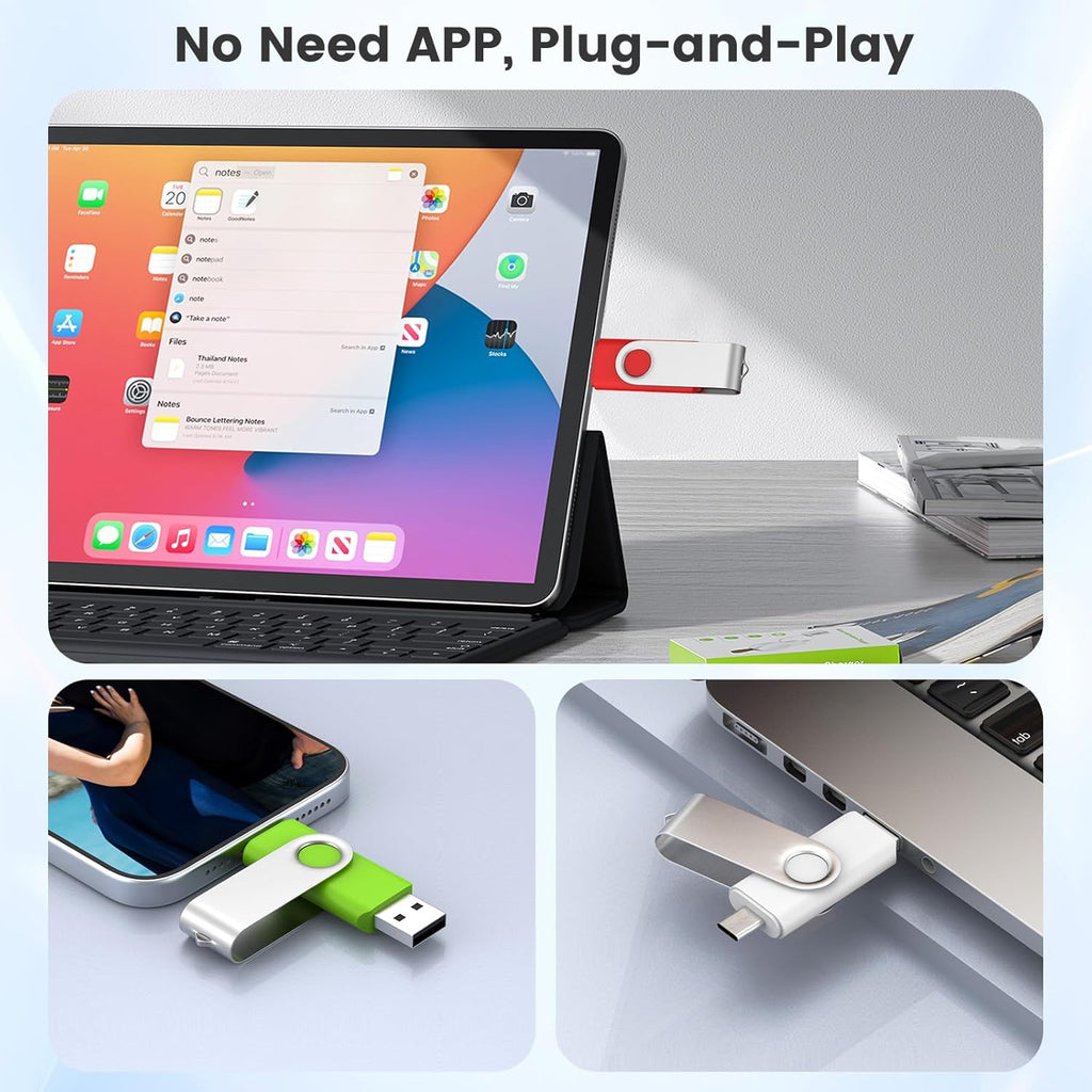 ABLAZE 32GB USB C Flash Drive 10 Pack, OTG USB 2.0 + Type C Memory Stick Dual Type C Thumb Drive Compatible with iPhone 16/15, Android Smartphone, Computers, Tablets, Mac,iPad,PC
