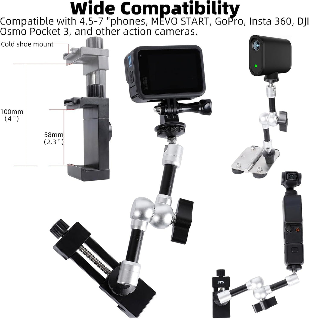 Magnetic Phone Fence Post Mount + Fence Clip Kit for Gamechanger for Mevo Start, GoPro, iPhone, DJI Osmo Pocket 3 and Action Cameras, for Recording Baseball,Softball and Tennis Games