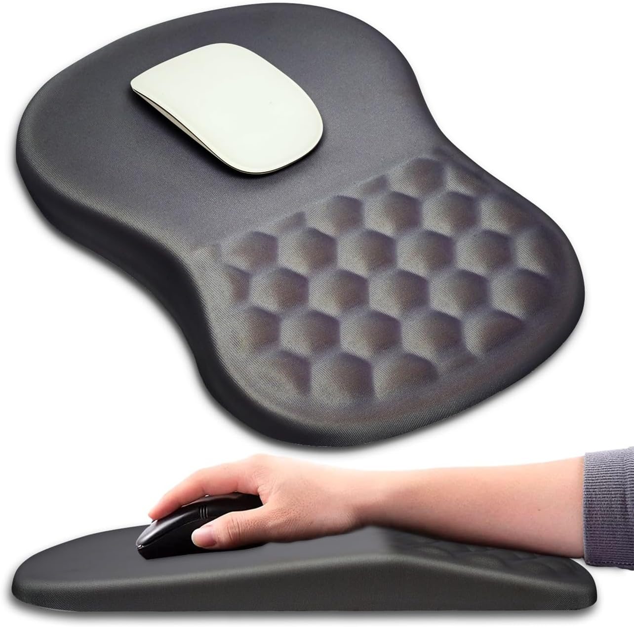 Mouse Pad Wrist Support, Ergonomic Mouse Pad with Massage Dot, Comfortable Computer Mouse Pad for Laptop, Wrist Rest Pain Relief Mousepad with Non-Slip PU Base for Office & Home, 12 x 8 in