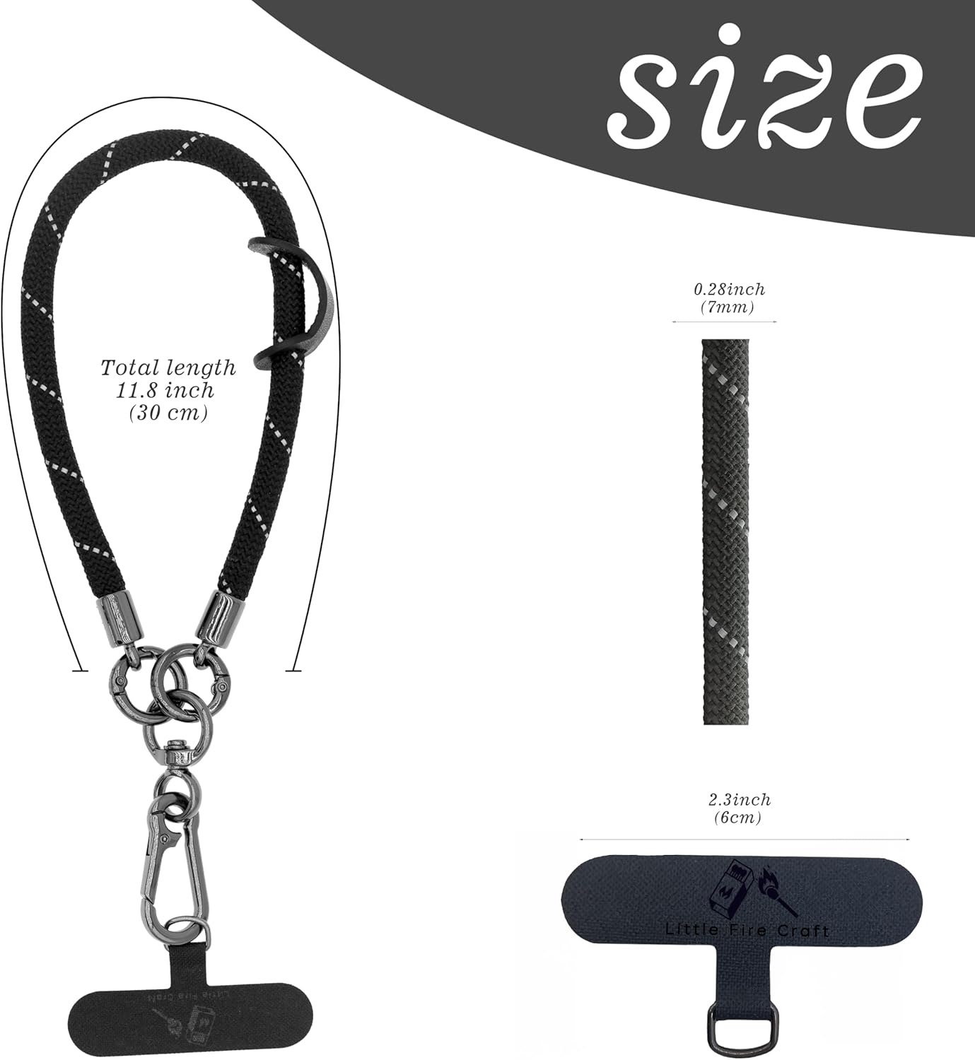 Cell Phone Wrist Strap Phone Lanyard Wrist Phone Wristlet Lanyard Hand Wristlet Strap (Black Reflective)