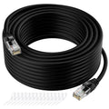 Cat5e Ethernet Cable 125 FT, Long Cat 5e Internet Cable, Black Snagless Patch Cord, Flexible, Network, LAN, PoE, Standard RJ45 Connector for PC, Server, Router, Modem, TV, PS5 - with 15 Cable Ties