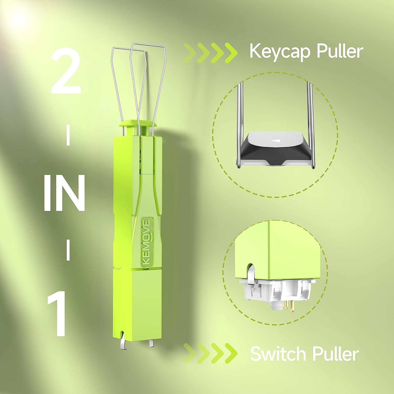 KEMOVE P10 2-in-1 Switch Puller Keycap Puller for Mechanical Keyboard, 304 Stainless Steel Key Switch Keycap Puller, Easily Remove and Replace Gaming Keyboard Switches and keycaps - Green