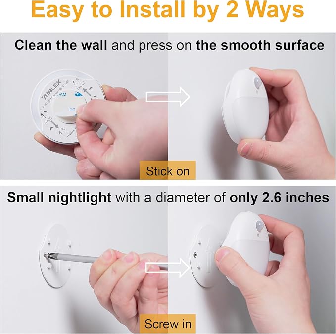 YUNLEX 2 Pack Toliet Lights, 2.6" Small Motion Sensor Battery Night Light - Image 7