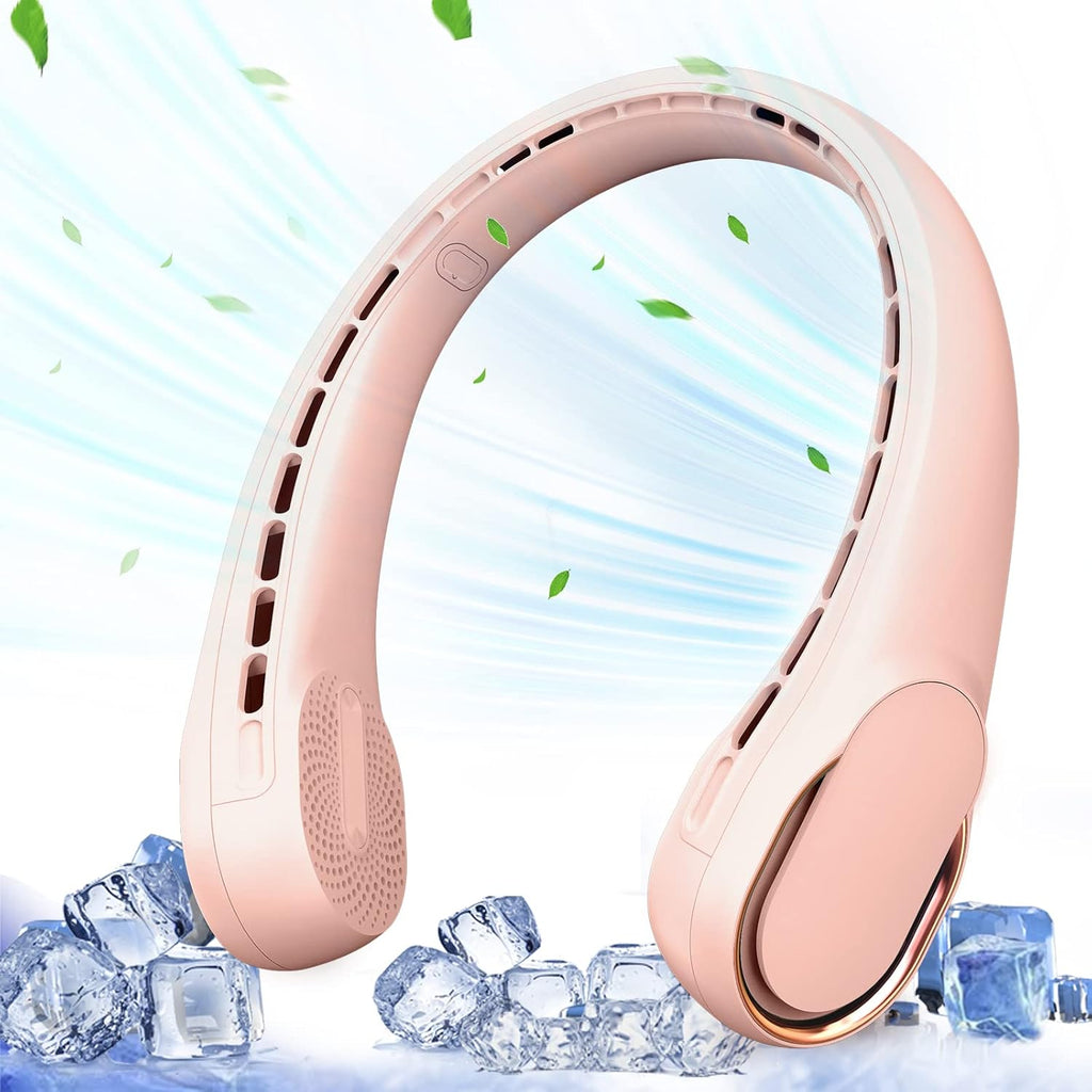 Portable Neck Fan, Neck Fans for Women, 4000 mAh Rechargeable Personal Fan,360° Hands Free Bladeless Fan, 3 Speeds Adjustable, Faster Cooling, Super Quiet, Suitable for Home, Office, Travel