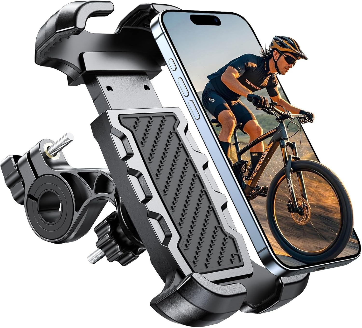 Motorcycle Phone Mount, Upgrade [Never Fall Off] [0 Shake] Bike Phone Mount, [3s Put & Take] 360° Rotatable Phone Holder for Motorcycle Bike Bicycle Scooter Compatible with Cellphones 4.7-6.8”