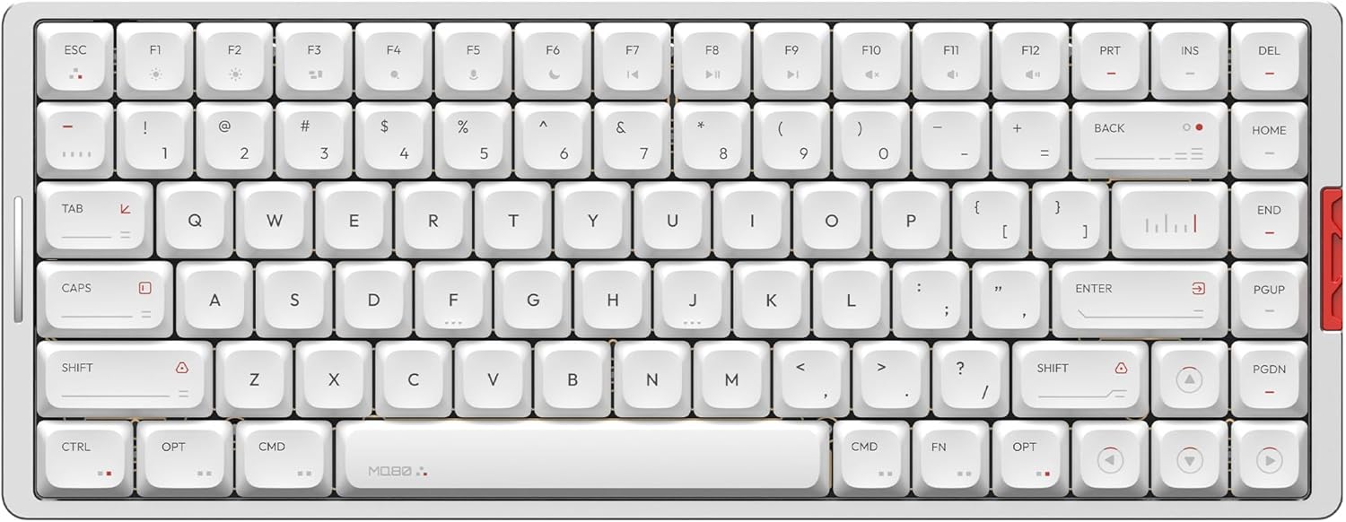IQUNIX MQ80 Low Profile Mechanical Keyboard for Work and Gaming Tri Mode Wireless Wired CNC Aluminum Hot Swappable RGB Backlit Long Battery Life VIA Support (Silver)