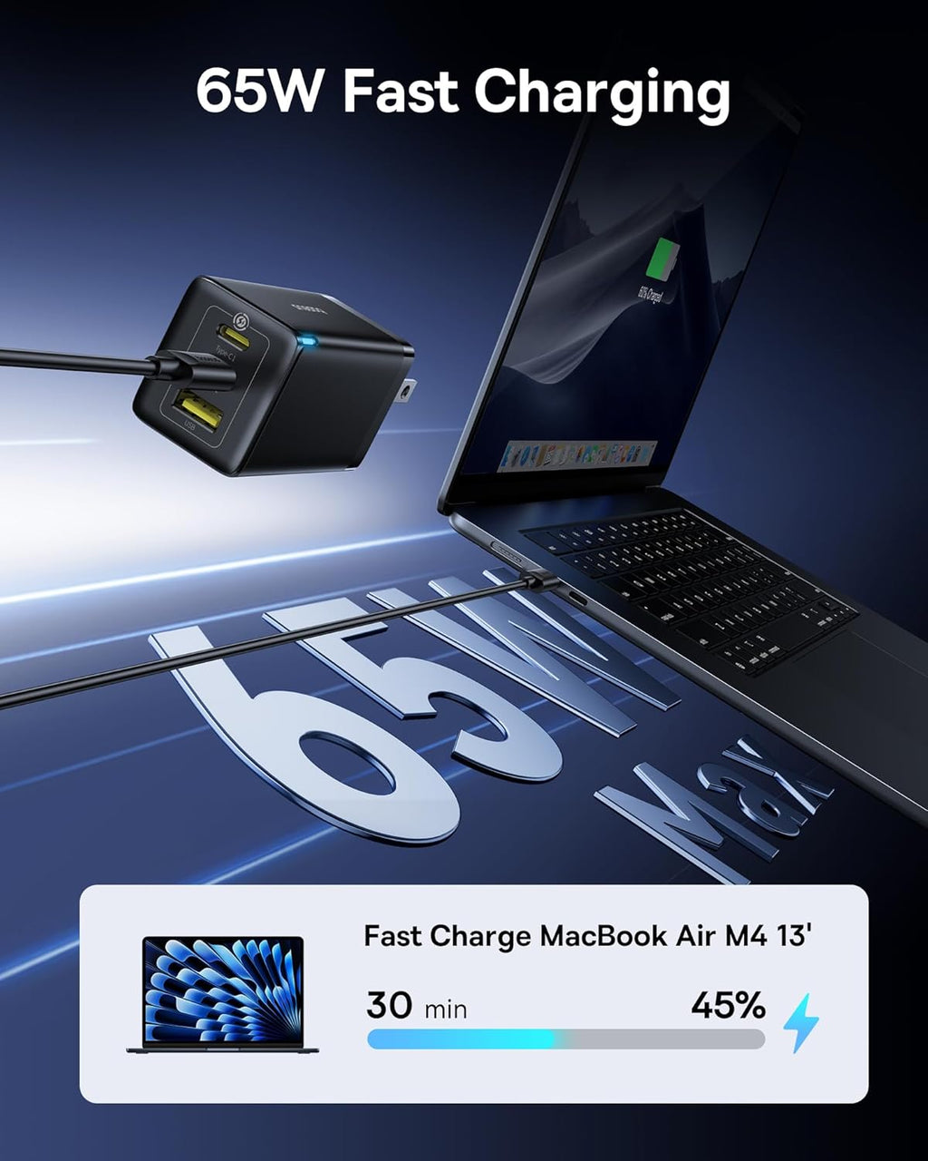 Baseus 2 Pack 65W USB C Charger Block, PPS 3-Port Fast Compact Foldable USB C Charger for MacBook, iPad Pro, Galaxy S24, iPhone 16/15 and More Series