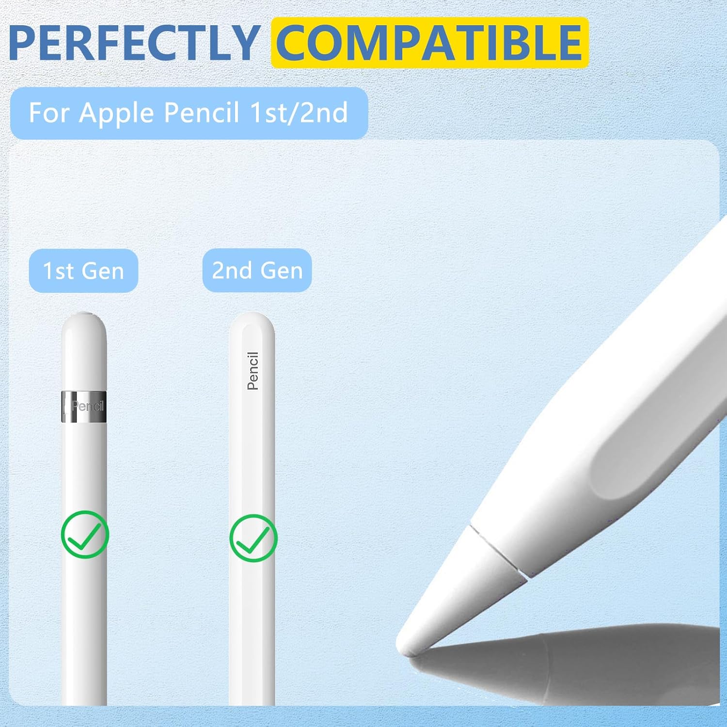 8 Pack for Apple Pencil 2nd Generation Tips,Upgraded Replacement Pencil Nibs for Apple Pencil Tips and Apple Pencil 1st Generation,Accessories Compatible with Apple Pencil 2 Gen iPad Pro Pencil Tips