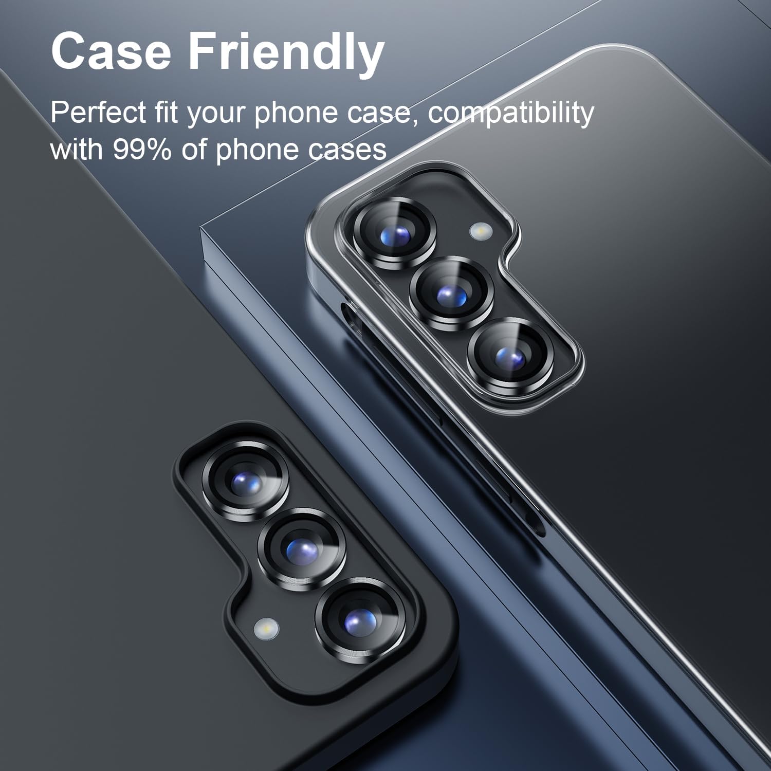 Korecase for Galaxy S25 Ultra Camera Lens Protector,9H Tempered Metal Glass Anti Scrach Rear Camera Screen Protector, Shockproof Metal Ring Lens Protection for Samsung Galaxy S25 Ultra，Black