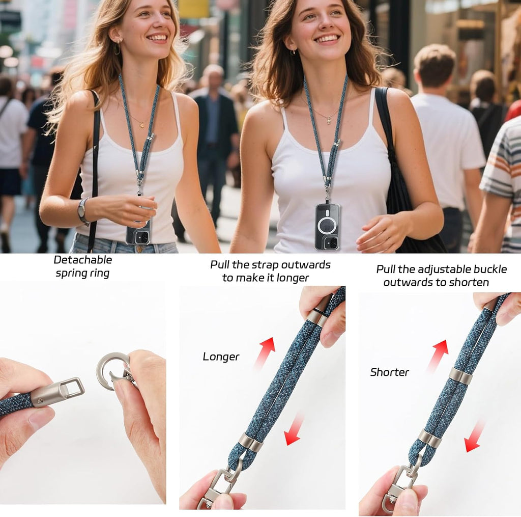 3-in-1 Adjustable Phone Lanyard Crossbody Cell Phone Neck Strap Universal Mobile Wrist Lanyard