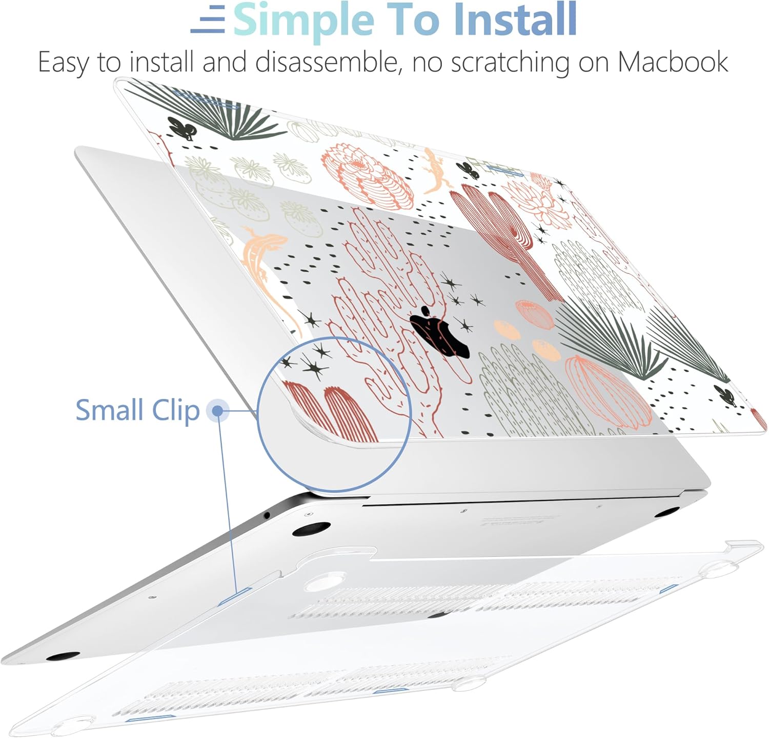 MEEgoodo for MacBook Air 13 inch Case 2021 2020 2019 2018 Released A2337 M1 A2179 A1932 with Touch ID, Plastic Hard Shell & Keyboard Cover Compatible with MacBook Air Case 13.3, Cacti
