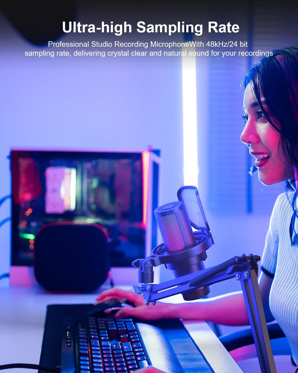 COMICA Ejoy Uni(A) USB Gaming Microphone with Noise Cancellation, RGB Lights, Monitoring, Muting, Streaming Mic for Computer, PS5, PS4, Streaming, Podcast, Chat, Twitch, YouTube, Discord