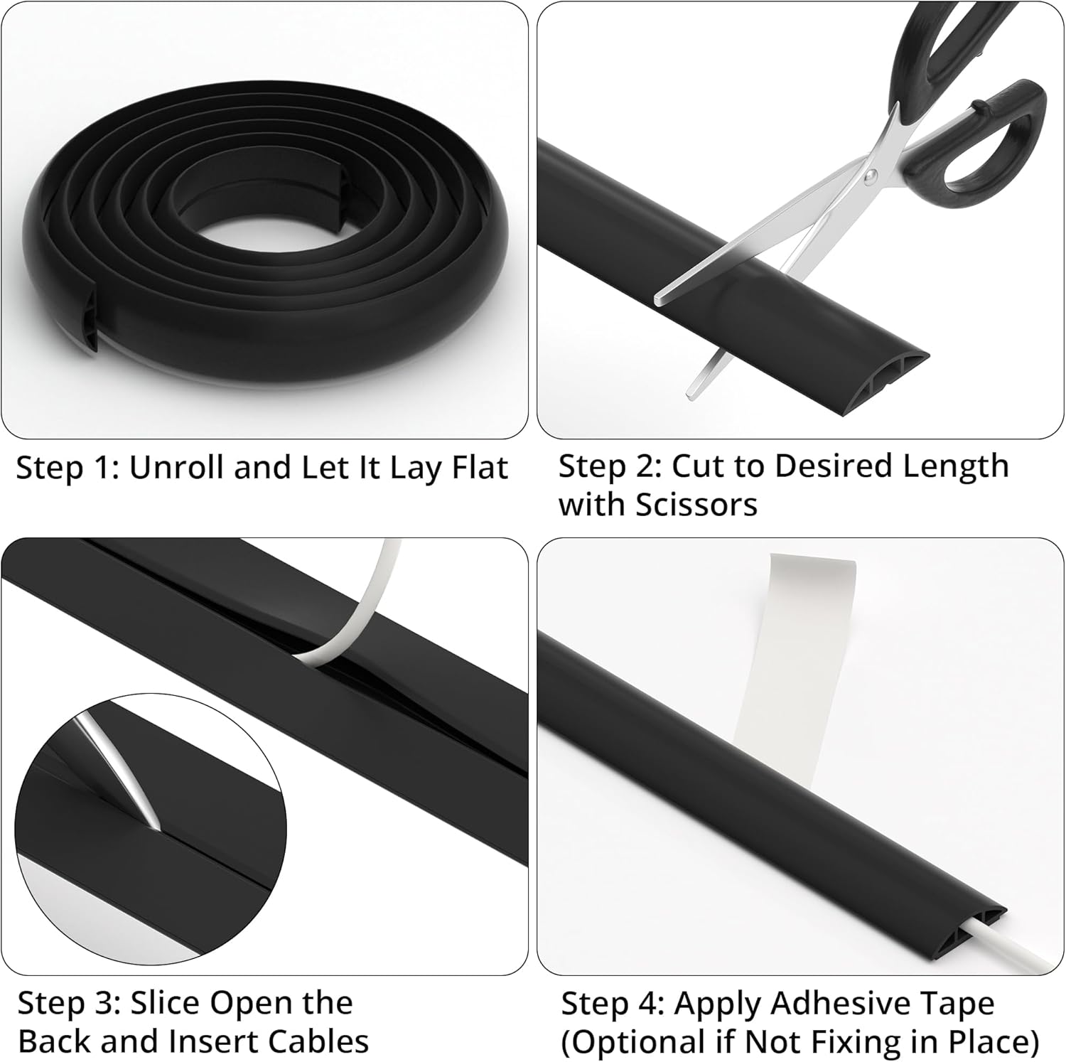 ZhiYo 3.6ft Cord Covers for Wires on Floor, Cord Hider Floor Hide Extension Cords, Soft PVC Cable Cover Cable Protector, Wire Cavity W0.62in H0.31in, Vintage Coffee