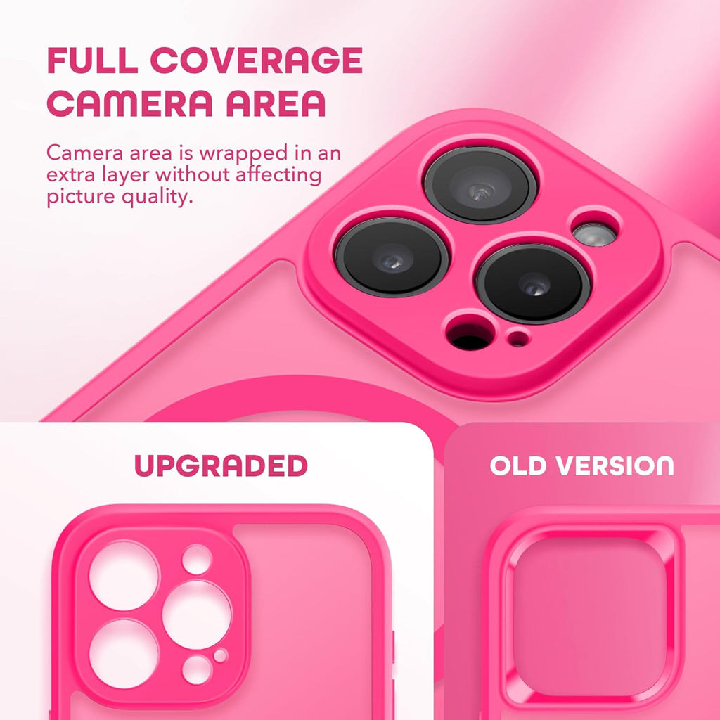 Magnetic for iPhone 15 Pro Case, Compatible with MagSafe, Built-in Privacy Screen Protector and Camera Protection, Anti Spy Full Body Dustproof Shockproof Hard Phone Case 6.1", Hot Pink