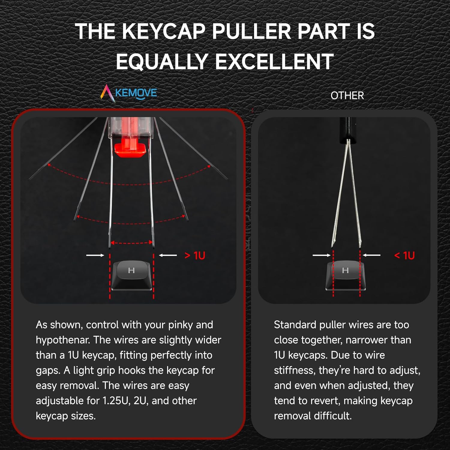 KEMOVE P10 2-in-1 Switch Puller Keycap Puller for Mechanical Keyboard, 304 Stainless Steel Key Switch Keycap Puller, Easily Remove and Replace Gaming Keyboard Switches and keycaps - Black Translucent