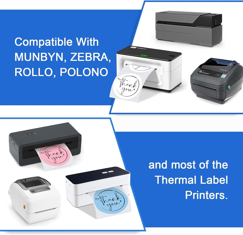 6 Rolls 2" Color Circle Direct Thermal Stickers Labels, Self-Adhesive Round Thermal Labels Printer Stickers for Business, DIY, Code, Name Tag, Envelope Seal