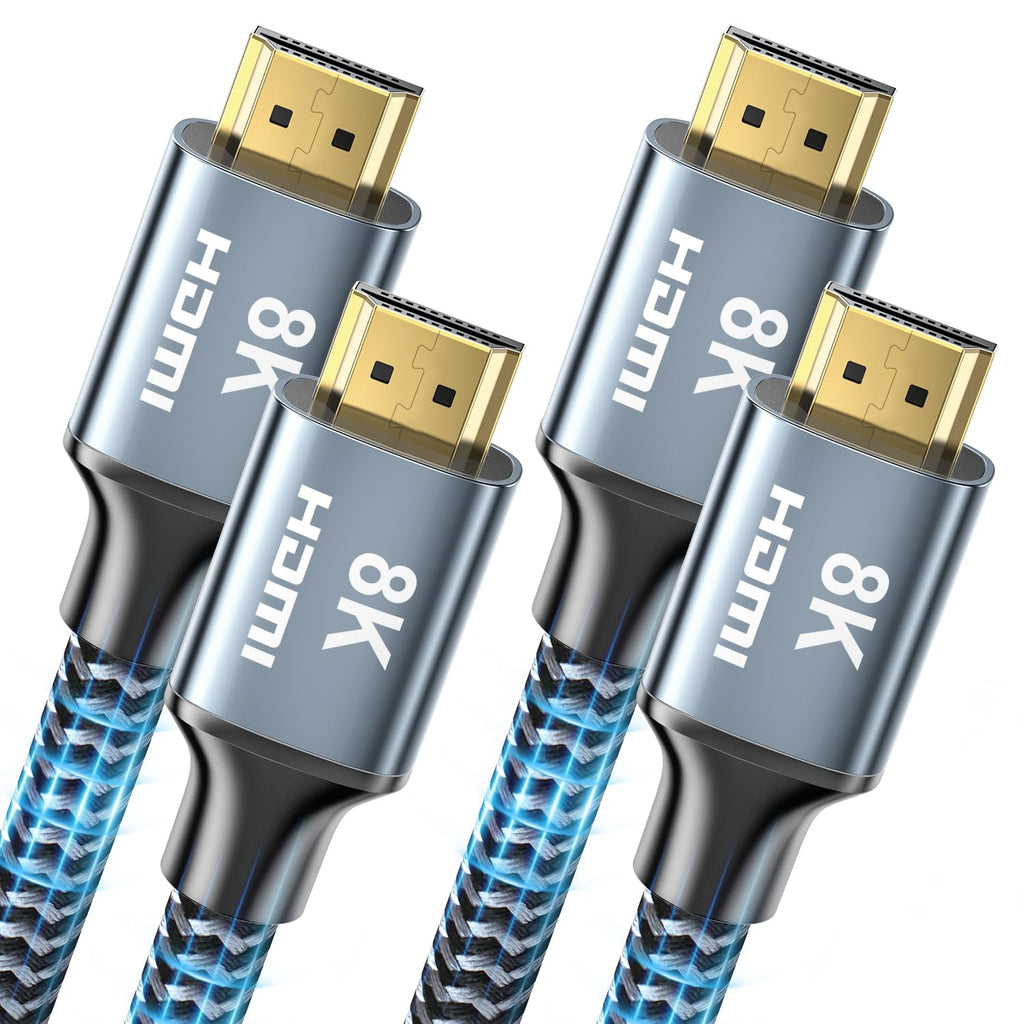 8K HDMI Cable 15 ft 2Pack, 48Gbps High Speed HDMI 2.1 Cable, Braided HDMI Cable 2.1 8K 60Hz 4K 120Hz Support for HDR eARC HDCP 2.2/2.3, HDMI Cord Compatible with HDTV, Laptop, Monitor, PC