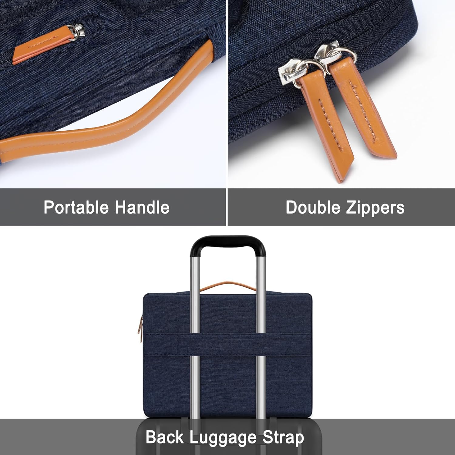 MOSISO 360 Protective Laptop Case 13 inch, 13 inch Laptop Sleeve Compatible with MacBook Air M4 M3 M2 M1 2025-2018/Pro M2 M1 2025-2016, Side Open Carrying Case with 4 Zipper Pockets&Handle, Navy Blue