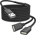 Durable USB A Male to 2 Female Extension Cord - Nylon Braided, Fast Data Transfer, Compatible with Printer, Keyboard, Flash Drive, Hard Drive, PlayStation