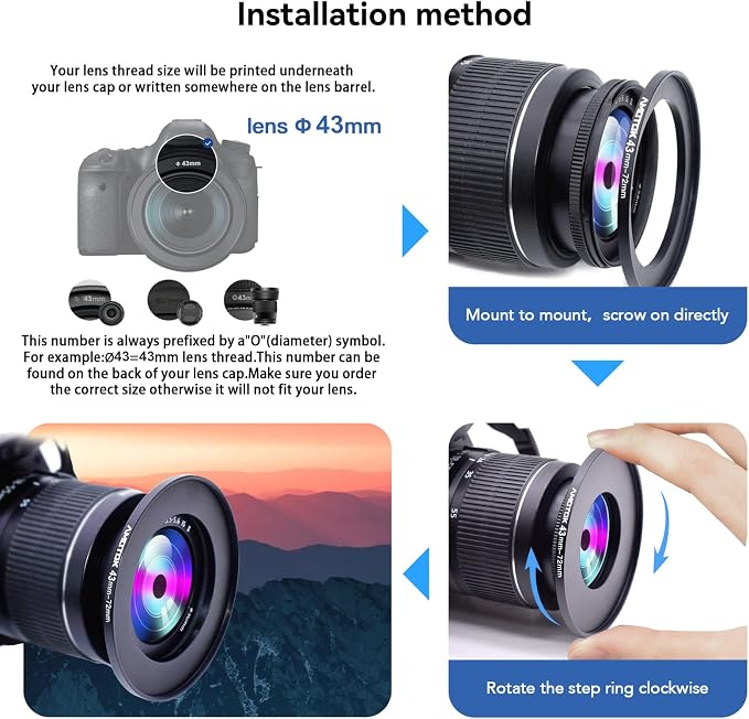 43mm to 72mm Lens adapter/43mm Lens to 72mm Camera Filters Ring Compatible All - Image 5