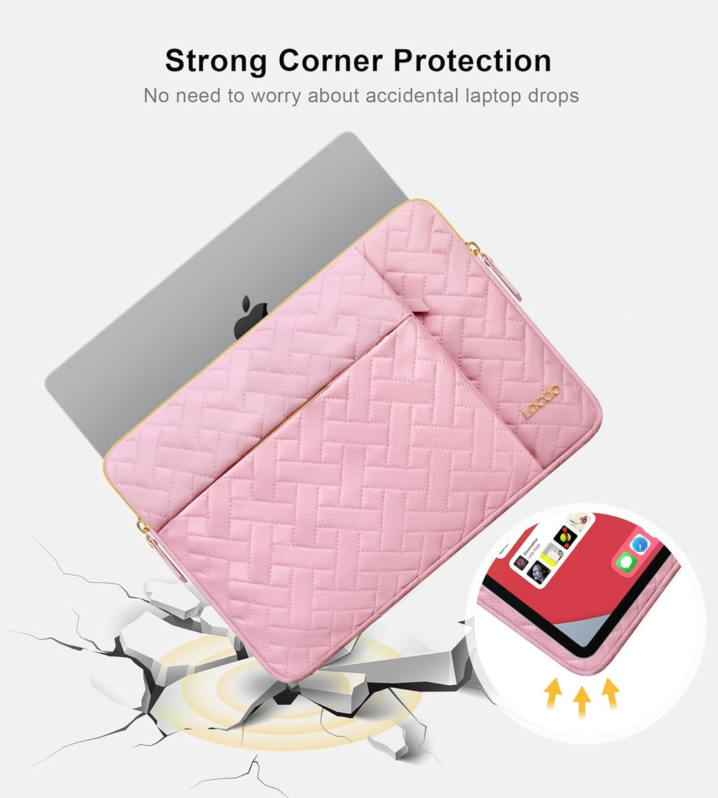 Lacdo 15-15.6 Inch Laptop Sleeve Case for Acer HP Lenovo Dell ASUS Laptop, Acer Aspire 15, HP Pavilion/Envy 15, Dell Latitude 15, Lenovo ThinkPad/IdeaPad 15, ASUS ZenBook 15 Computer Bag, Sakura Pink