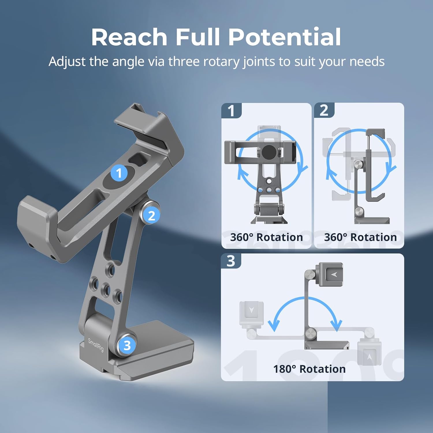 SMALLRIG Metal Phone Mount with Baseplate for Arca-Swiss,Compatible for DJI RS 4 Mini & RS 3 Mini, Phone Mount Adapter Support Free Adjustment Joints, Phone Tripod Mount for iPhone 17/16/15-5338
