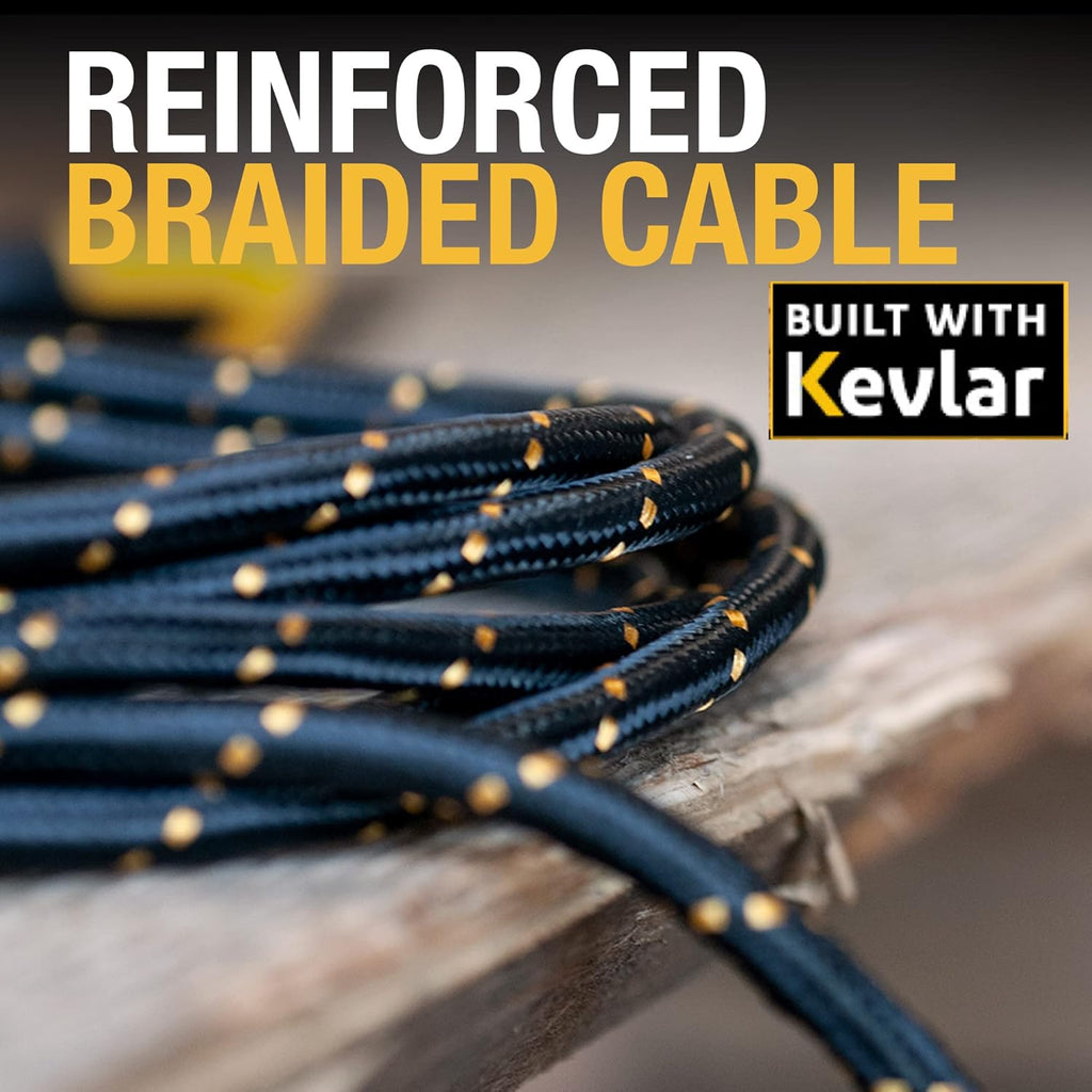 DEWALT Heavy Duty 3 in 1 Multi Charging Cord, 6ft Fast Charger Cord, Multi Charger Adapter with Lightning/Type C/Micro USB Port for iPhones/Samsung Galaxy/PS/Tablets/More