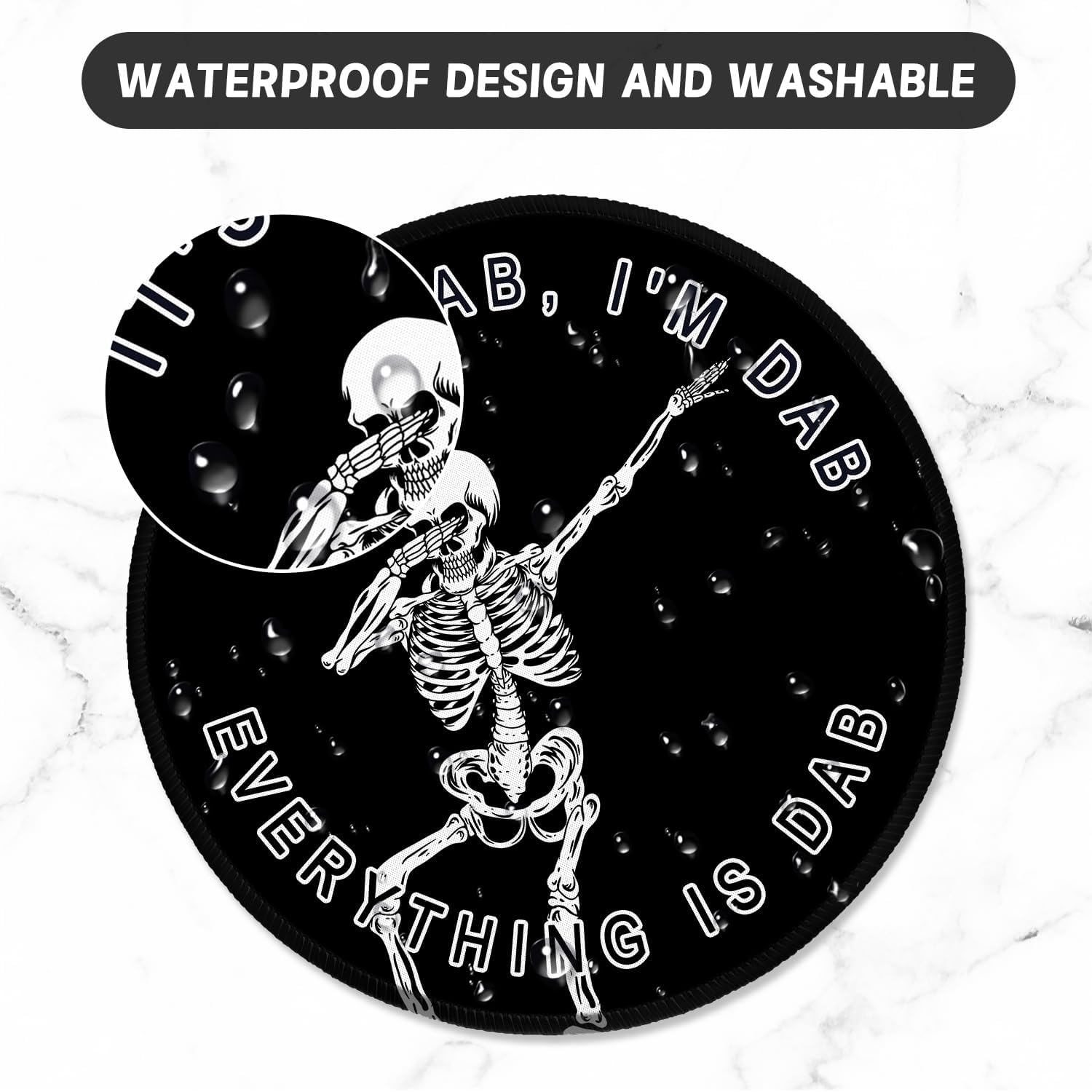 ITNRSIIET Round Mouse Pad with Stitched Edge Premium-Textured Waterproof Non-Slip Rubber Base Desktop Protection Mat Diameter 8.7 inches, Dab