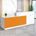Reception Desk with Counter Modern Checkout Counter with Lockable Drawer Keyboard Tray Receptionist Desk for Office Salon Reception Table U Left 63inch/160cm