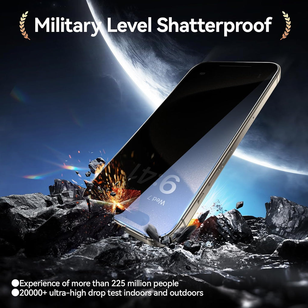 SMARTDEVIL 2+2Pack for iPhone 15 Pro Privacy Screen Protector with Camera Lens Protector,Shatterproof Tempered Glass[True 28°Anti Spy][9H Hardness][Automatic Dust-Elimination Install]