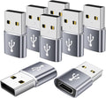 USB to USBC Adapter 8 Pack,USB A to C Adapter,USBC Female to USBA Male OTG Connector,C Cable Converter for iPhone,iWatch,Car Play,USB Charger,Grey
