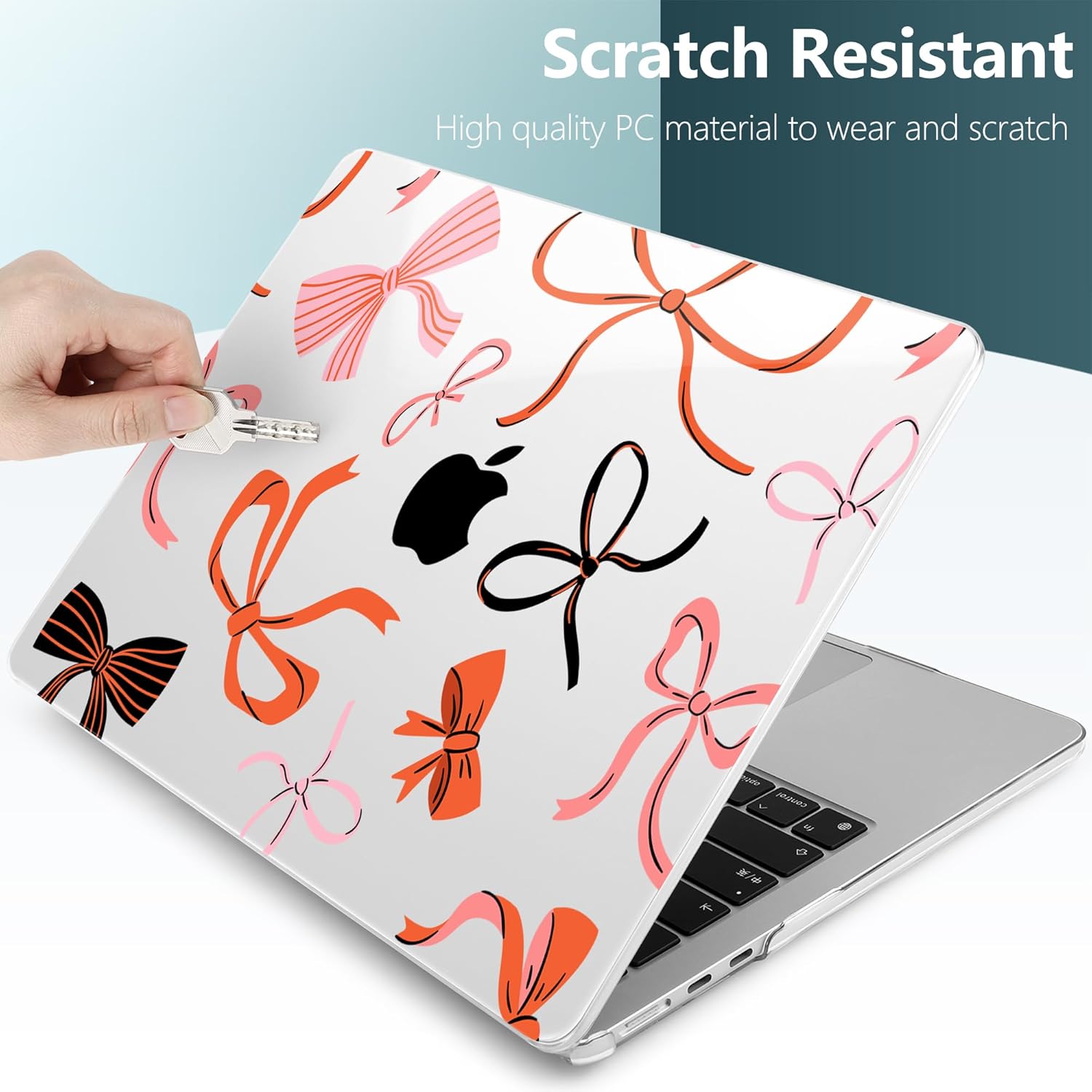 TWOLSKOO Compatible with M4 MacBook Air 15 inch Case 2025-2023 Released Model M4 A3241 M3 A3114 M2 A2941, Plastic Hard Shell & Screen Protector & Keyboard Cover & Type C Adapter, Red Bows