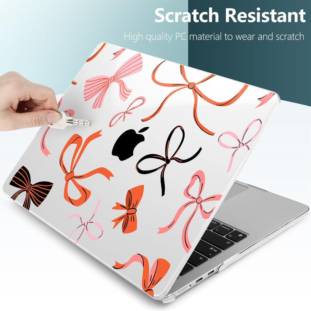 TWOLSKOO Compatible with M4 MacBook Air 13.6 inch Case 2025-2022 Release M4 A3240 M3 A3113 M2 A2681, Plastic Hard Shell & Keyboard Cover & Type C Adapter & Screen Protector, Red Bows