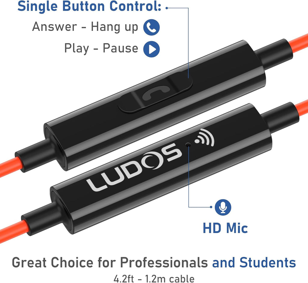 LUDOS Clamor USB C Headphones for iPhone 16 15 Pro Max Plus iPad Pro, 5 Years Warranty, USB-C Earbuds for Samsung Galaxy S24 S23 Ultra S22 S21 FE S20 A55 A54 A53, USB Type C Earphones - Coral