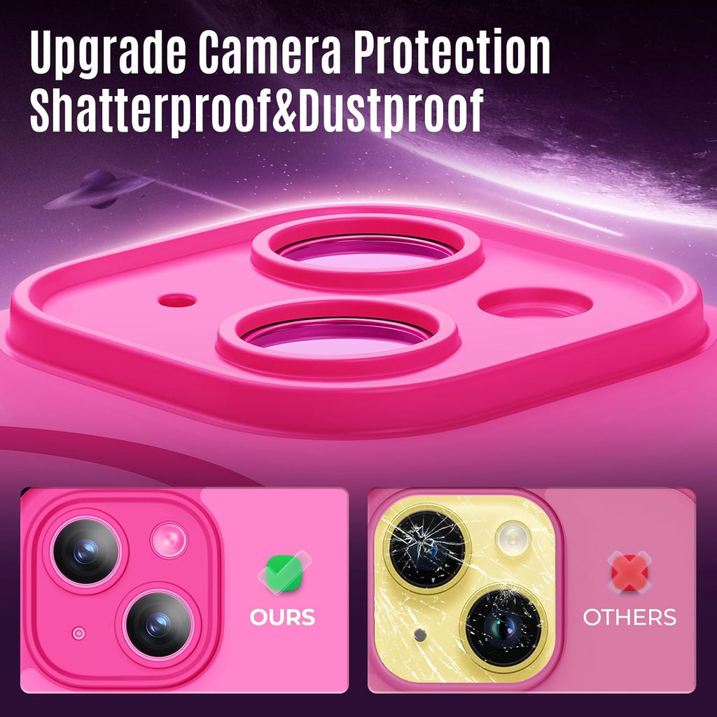 Designed for iPhone 14 Case, Compatible with MagSafe, with Privacy Screen Protectors X2, [Camera Protection] [15FT Military Drop Protection] Shockproof Phone Case, 6.1", Hot Pink