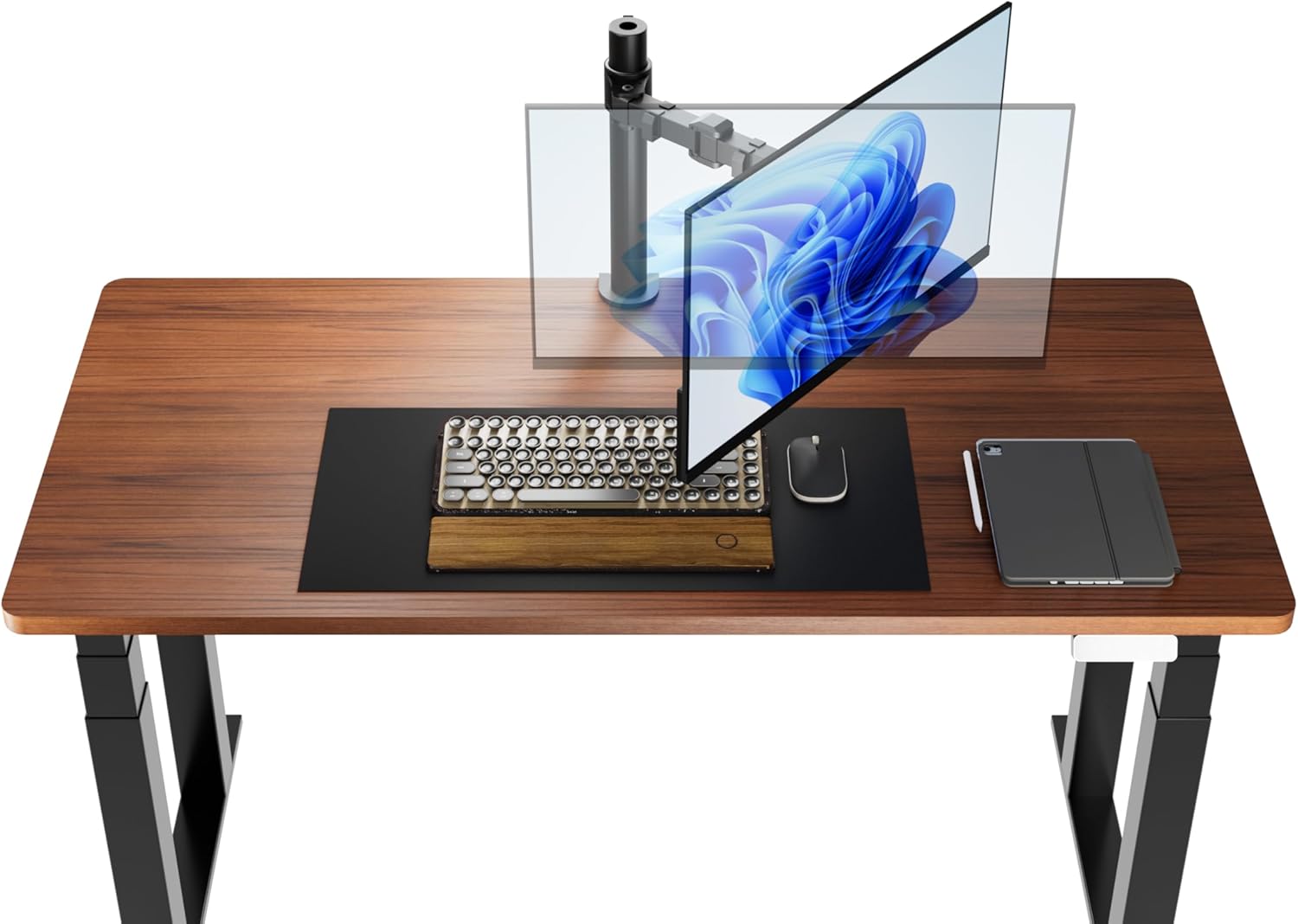 Amazon Basics Single Computer Monitor Stand with Tilt and Rotation, Height Adjustable VESA Desk Arm Mount, Steel, 30 inches, Black