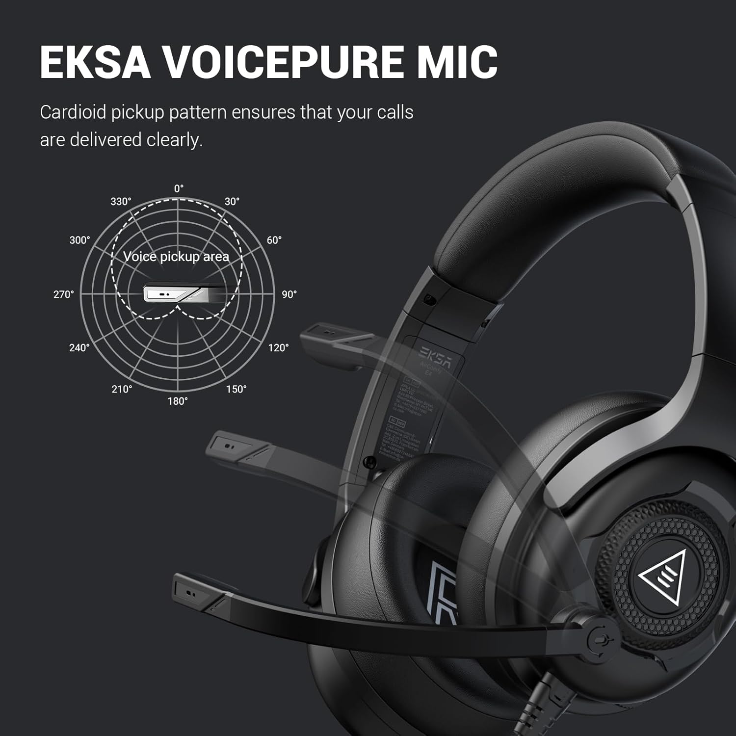 EKSA Headset with Microphone for PC, Computer Headphones with Noise Cancelling Microphone, Over-Ear All Day Comfortable, Immersive Sound 3.5mm Wired Gaming Headset for Laptop/Xbox/Switch/PS4/PS5