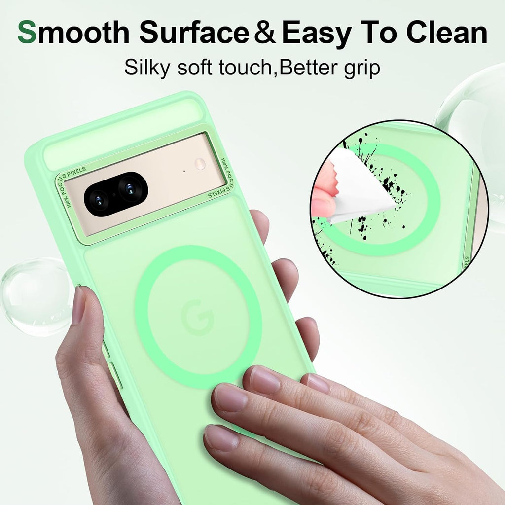 Magnetic for Google Pixel 7 Case, [Military Grade Drop Protection] [Compatible with MagSafe] Shockproof Slim Translucent Matte Anti-Slip for Women Girls Men Case, Matcha Green