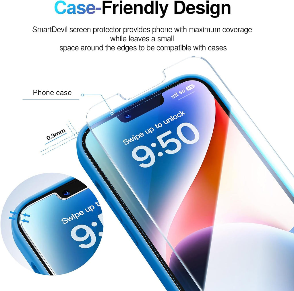SMARTDEVIL 2-Pack Screen Protector for iPhone 12 Mini, Tempered Glass, HD Clear Film, Easy Installation, Dust-Free & Bubble-Free